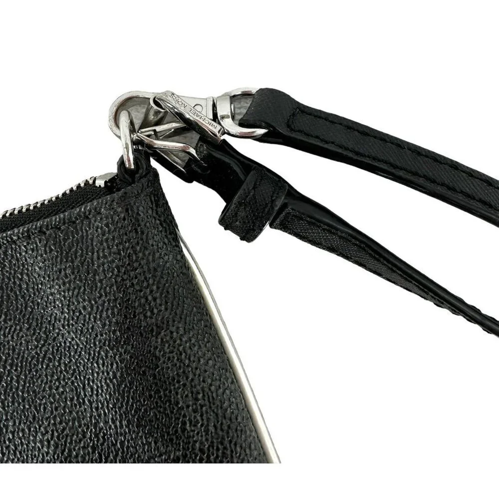 Michael Kors Brown &  Black Logo Saffiano Leather Wristlet Pouch Handbag